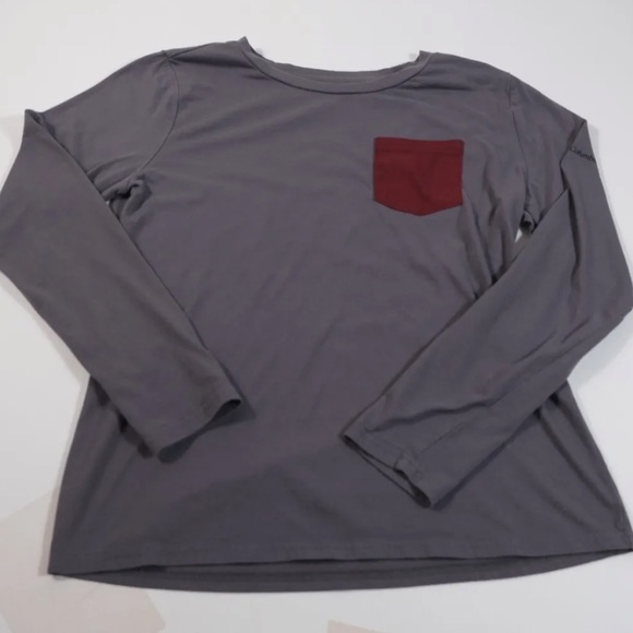 Columbia Women's Gray Long Sleeve Pocket T-Shirt Sz S Small - Picture 1 of 4